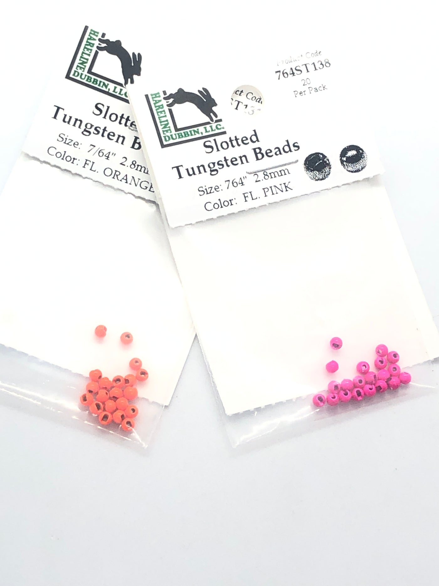 Hareline Dubbin Fluorescent Slotted Tungsten Beads 20 Packs