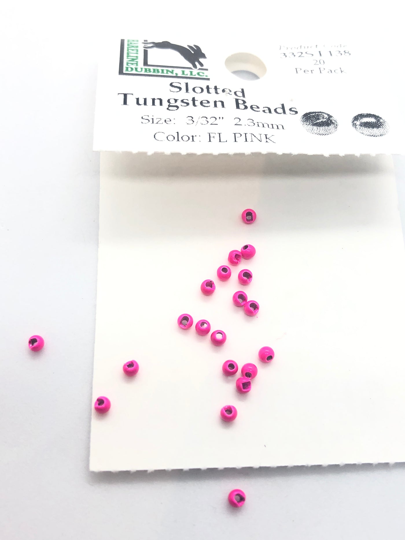 Hareline Dubbin Fluorescent Slotted Tungsten Beads 20 Packs