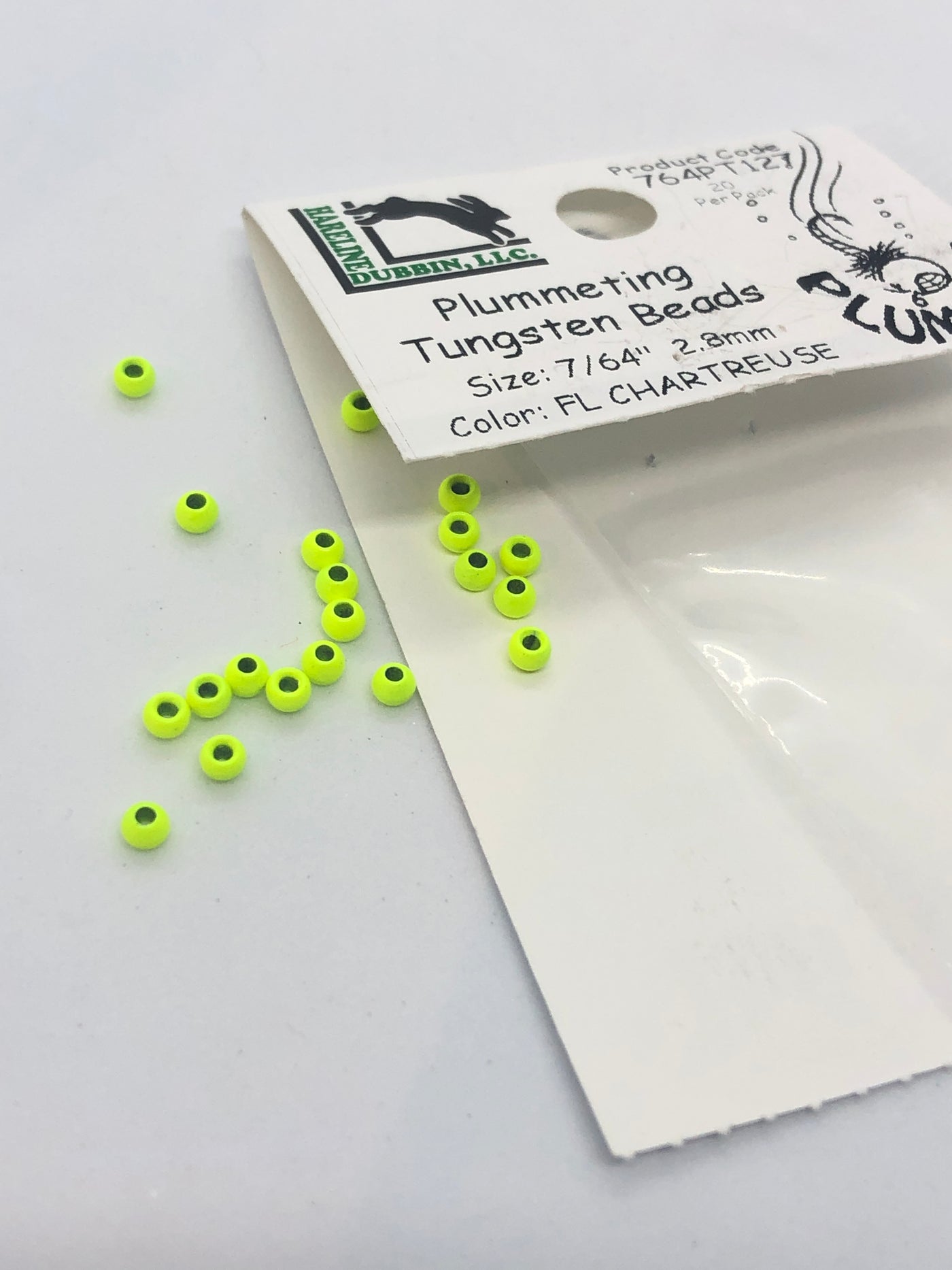 Hareline Dubbin Plummeting Tungsten Beads Fl. Chartreuse